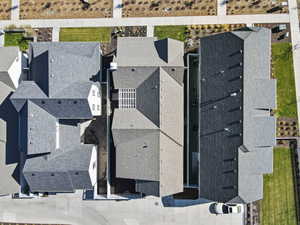 Aerial perspective of suburban area