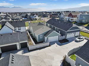 Bird's eye view of a mountainous background