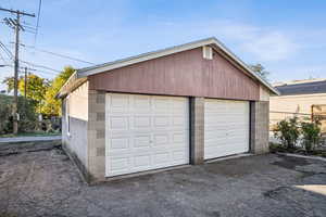 View of detached garage