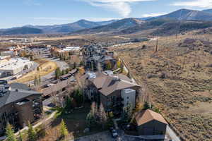 Drone / aerial view of a mountain backdrop
