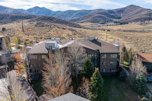 Aerial view of a mountain backdrop