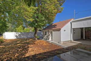View of fenced backyard