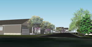 View of asphalt road with a residential view