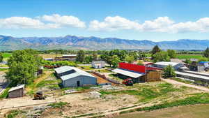 Drone / aerial view of barnyard/outbuildings