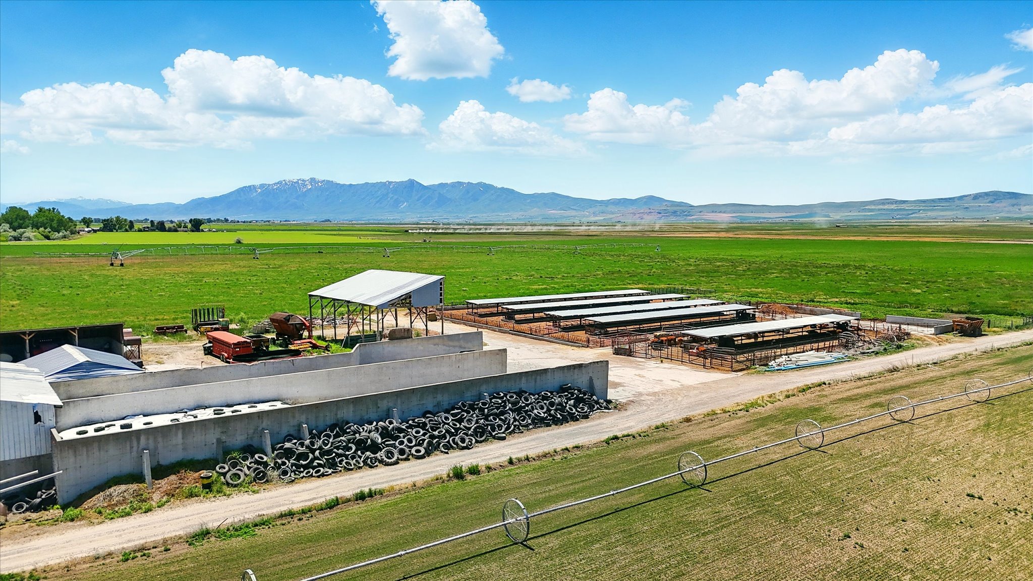 View of barnyard and corrals.