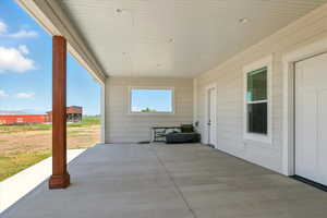 View of patio / terrace with a mountain view