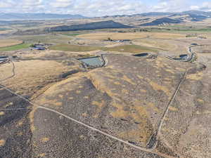 Aerial view of sparsely populated area featuring mountains