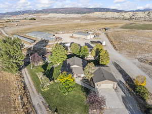 Aerial view of a mountainous background