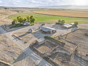 Overview of rural landscape featuring mountains