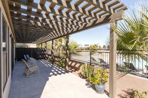 View of patio featuring a pergola