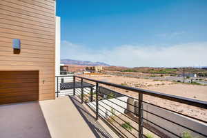 Balcony with a mountain view