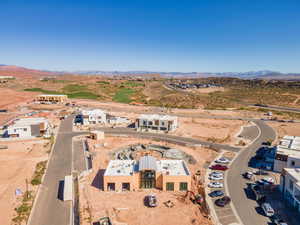 Bird's eye view of a mountainous background