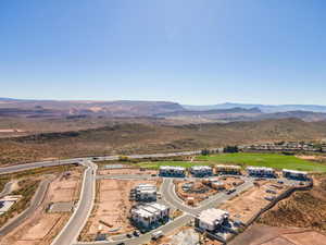 Drone / aerial view of a mountainous background
