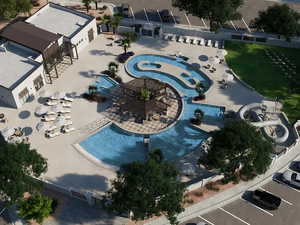Aerial view of a pool area