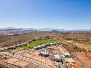 Aerial view of a mountain backdrop