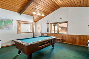 Clubhouse with pool table and ping pong