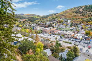 Drone / aerial view of a mountain backdrop