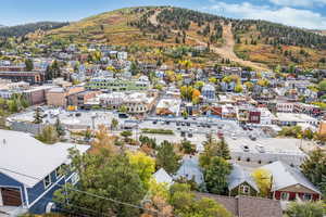 Aerial view of a mountain backdrop