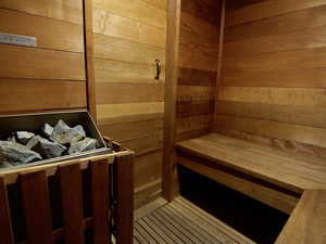 Community saunas in men and women's locker rooms