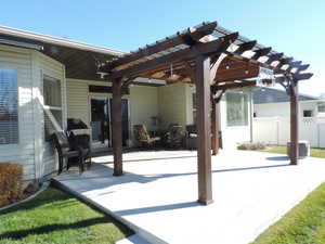 View of patio with a pergola