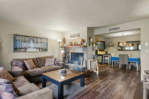 With wood burning fireplace