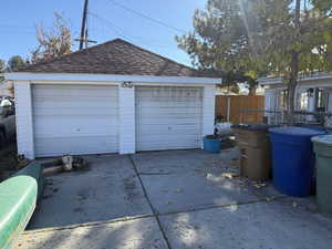 View of detached garage