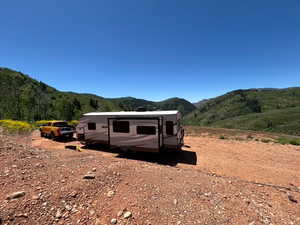 View of home's exterior with a mountain view
