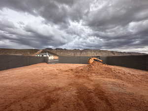 View of fenced backyard