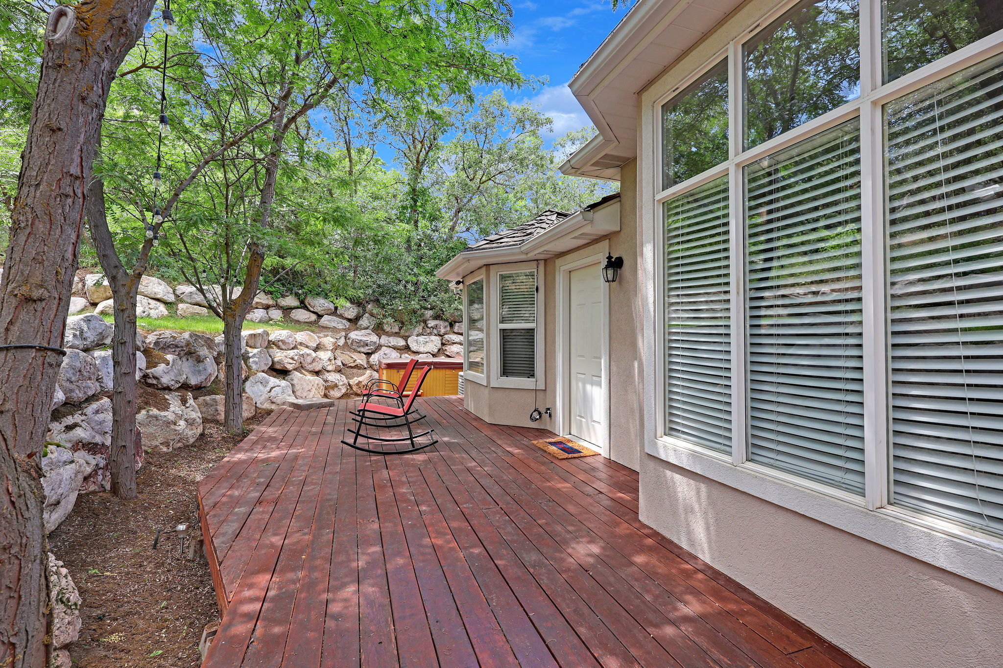 View of redwood deck