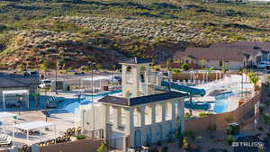 Aerial view of a pool area
