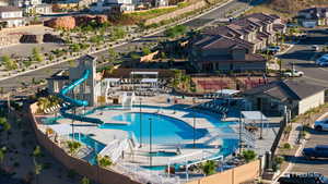 Aerial perspective of suburban area