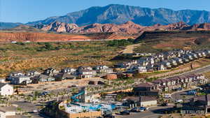 View of mountain background with nearby suburban area