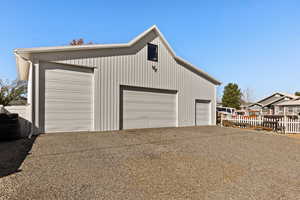 View of detached garage