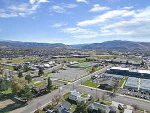 Drone / aerial view of a mountain backdrop