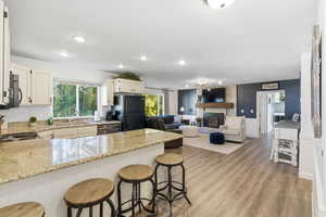 Kitchen bar and living room