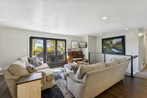 Living area featuring recessed lighting and wood finished floors
