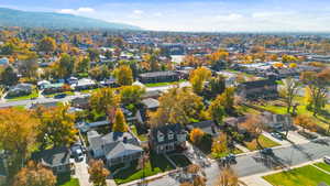 Drone / aerial view of a mountain backdrop