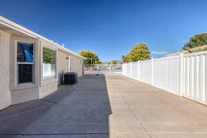 View of fenced backyard