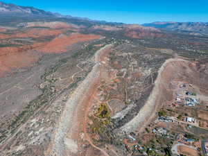 Aerial overview of property's location featuring mountains