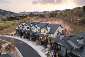 Drone / aerial view of a mountain backdrop