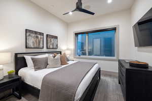 Bedroom featuring ceiling fan and recessed lighting