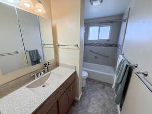 Bathroom with vanity and shower / bathtub combination