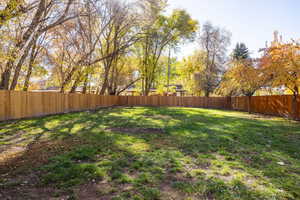 View of fenced backyard