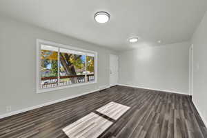 Living Room with dark vinyl flooring.