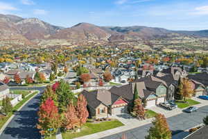 Drone / aerial view of a mountainous background