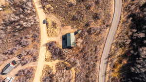Aerial view of sparsely populated area featuring a desert landscape
