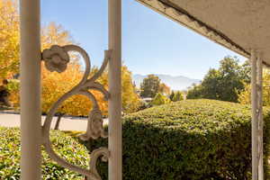 View of yard with a mountain view
