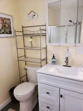 Bathroom with vanity and toilet