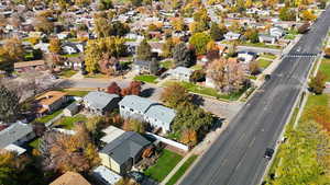Aerial view of property's location featuring nearby suburban area