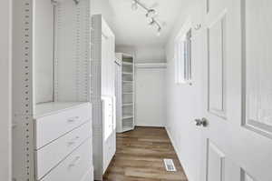 Spacious closet featuring light wood-style floors